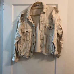 Carmar torn white denim jacket, size small